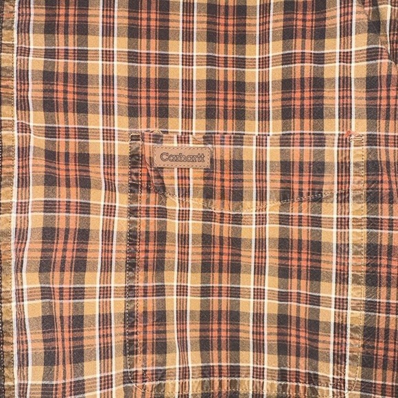 Carhartt Mens XL Plaid Button‎ Down Shirt Brown Orange Long Sleeve S153DKB 2007 - Picture 2 of 8